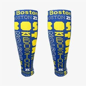 NEW ZENSAH unisex - print compression leg sleeves in boston blue and yellow/whit
